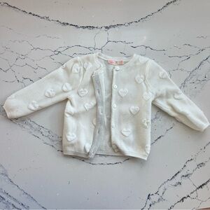 Billieblush White Baby Cardigan with Hearts